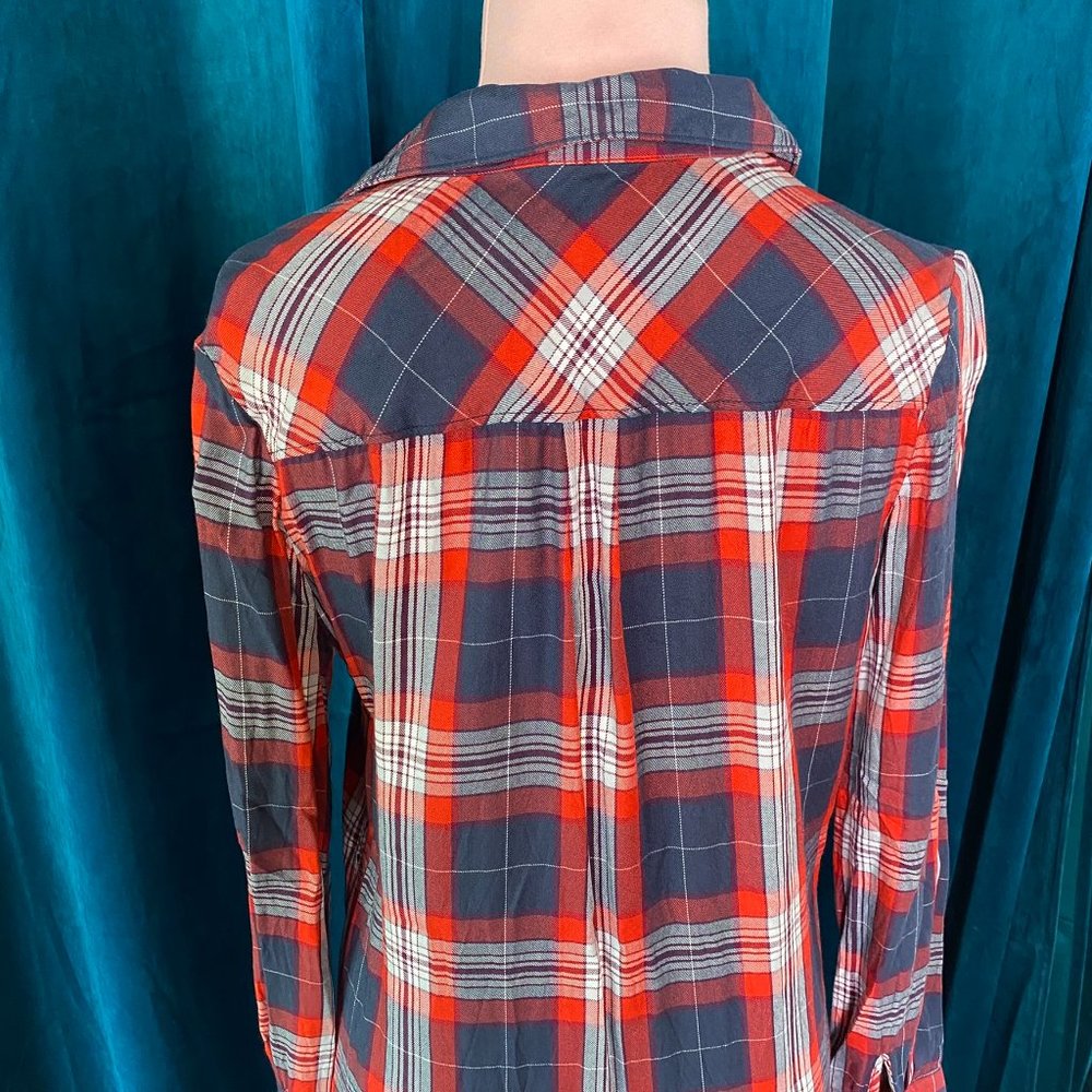 Banana Republic Plaid Long Sleeve Shirt Dress Red/Blue - Picture 10 of 11